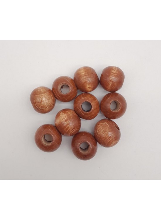 Çanta Aksesuar 20 mm Ahşap Yuvarlak Boncuk Taba Renk 10 Adet