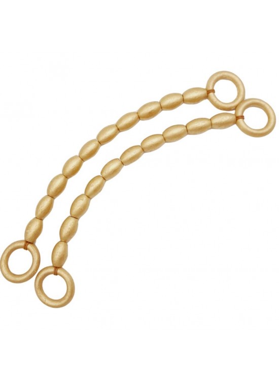 Çanta Aksesuar 20 mm Oval Ahşap Boncuklu 40 cm Gold Renk Çanta Sapı