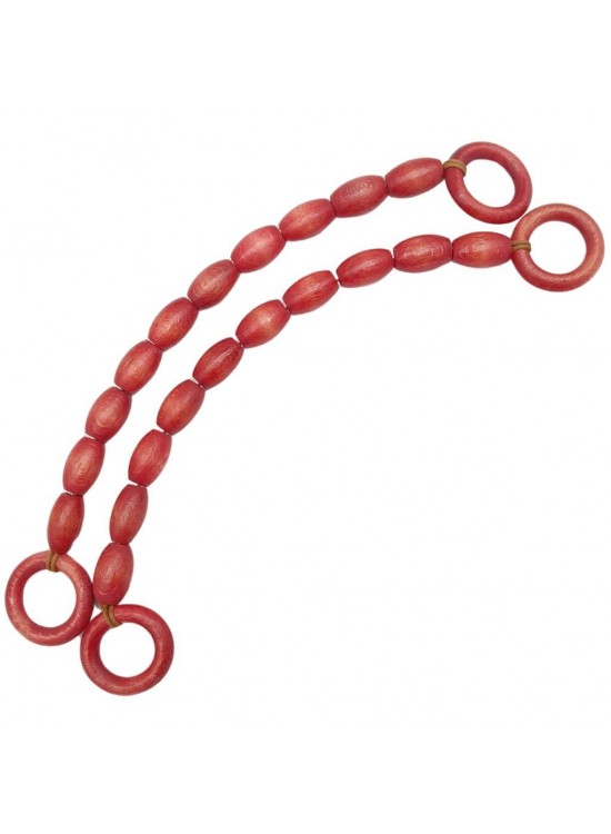 Çanta Aksesuar 20 mm Oval Ahşap Boncuklu 40 cm Kırmızı Renk Çanta Sapı