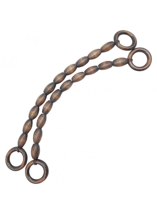 Çanta Aksesuar 20 mm Oval Ahşap Boncuklu 40 cm Koyu Ahşap Renk Çanta Sapı