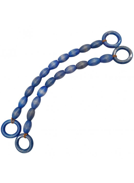 Çanta Aksesuar 20 mm Oval Ahşap Boncuklu 40 cm Lacivert Renk Çanta Sapı