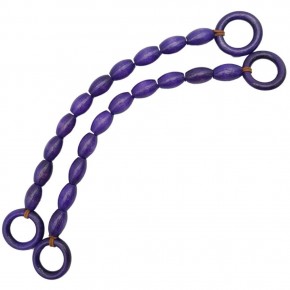 Çanta Aksesuar 20 mm Oval Ahşap Boncuklu 40 cm Mor Renk Çanta Sapı