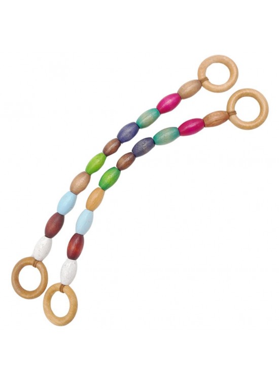Çanta Aksesuar 20 mm Oval Ahşap Boncuklu 40 cm Renkli No:2 Çanta Sapı