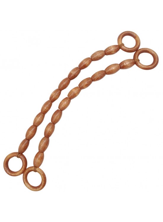 Çanta Aksesuar 20 mm Oval Ahşap Boncuklu 40 cm Taba Renk Çanta Sapı