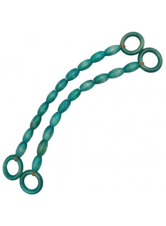 Çanta Aksesuar 20 mm Oval Ahşap Boncuklu 40 cm Turkuaz Renk Çanta Sapı