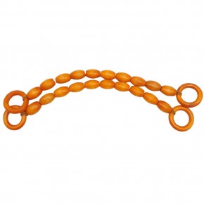 Çanta Aksesuar 20 mm Oval Ahşap Boncuklu 40 cm Turuncu Renk Çanta Sapı
