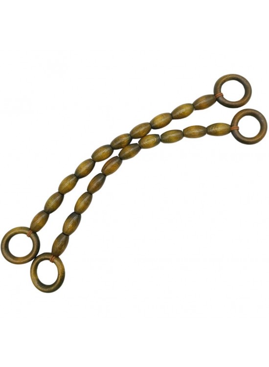 Çanta Aksesuar 20 mm Oval Ahşap Boncuklu 40 cm Zeytin Yeşili Renk Çanta Sapı
