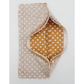 Çanta Aksesuar 20X30 Cm Dikilmiş Fermuarlı Astar Hardal Sarı Puantiyeli