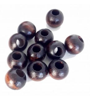 Çanta Aksesuar 22 Mm 10 Adet Ahşap Yuvarlak Boncuk Koyu Renk