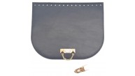 Çanta Aksesuar 24x19 cm Suni Deri Lacivert Renk Zincirli Kilitli Kapak Light Gold Metalli
