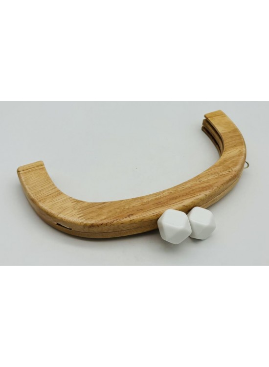 Çanta Aksesuar 25 Cm Açık Renk  Oval Ahşap Burs Beyaz  Renk Toplu