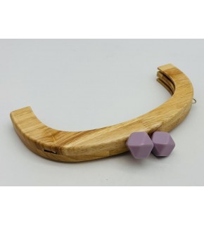 Çanta Aksesuar 25 Cm Açık Renk  Oval Ahşap Burs Lila Renk Toplu