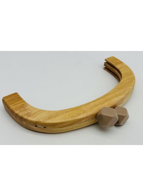 Çanta Aksesuar 25 Cm Açık Renk  Oval Ahşap Burs Vizon  Renk Toplu