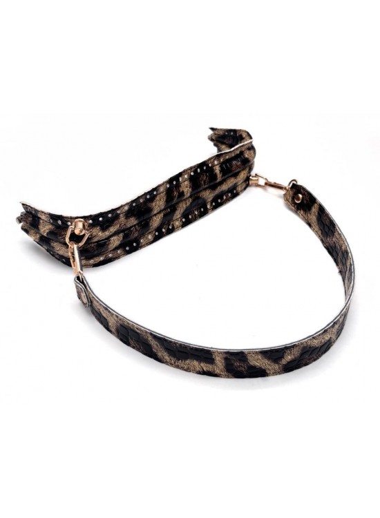 Çanta Aksesuar 25 cm Suni Derili  Leopar Renk Gizli Çanta Bursu Deri Kulplu