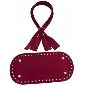 Çanta Aksesuar 25x12 Cm Suni Deri Nubuk Bordo  Renk Taban Ve Pelikan Model Çanta Sapı Seti Gümüş Metalli