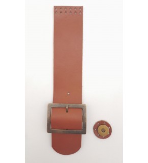 Çanta Aksesuar 25x5 cm Taba Renk Gerçek Deri Düz Çanta Kapağı Antik Metalli