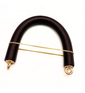 Çanta Aksesuar 27 cm Rulo Model Suni Deri Koyu Kahve Çanta Sapı Light Gold Metalli