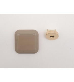 Çanta Aksesuar 3.5 cm Kare Akrilikli Koyu Bej Renk Light Gold Mıknatıslı Kilit