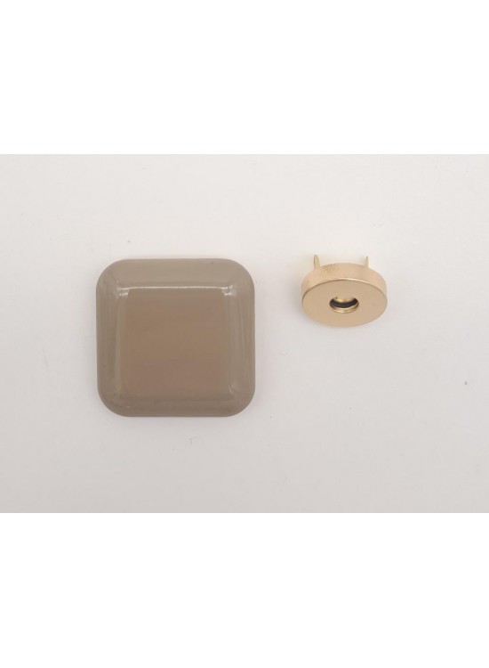Çanta Aksesuar 3.5 cm Kare Akrilikli Koyu Bej Renk Light Gold Mıknatıslı Kilit