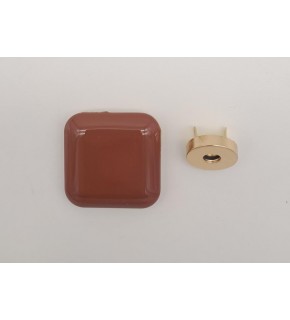 Çanta Aksesuar 3.5 cm Kare Akrilikli Taba Renk Light Gold Mıknatıslı Kilit