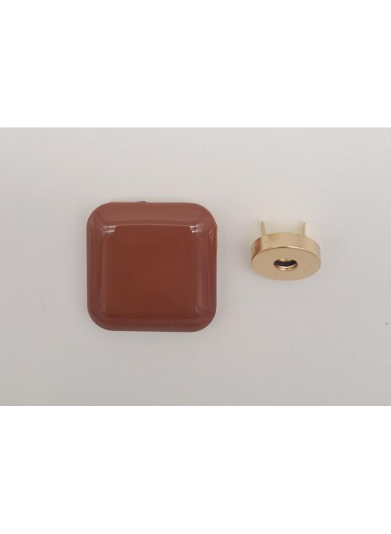 Çanta Aksesuar 3.5 cm Kare Akrilikli Taba Renk Light Gold Mıknatıslı Kilit