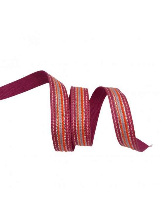 Çanta Aksesuar 3 cm Polyester Kolon Fuşya Gümüş Simli 1 Metre