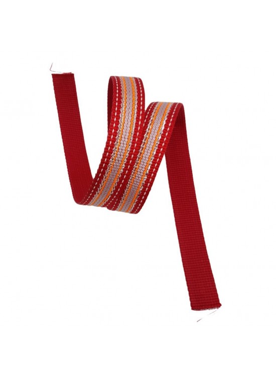 Çanta Aksesuar 3 cm Polyester Kolon Kırmızı Gümüş Simli 1 Metre