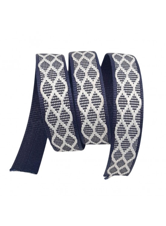 Çanta Aksesuar 3 cm Polyester Kolon Lacivert Beyaz Simli 1 Metre