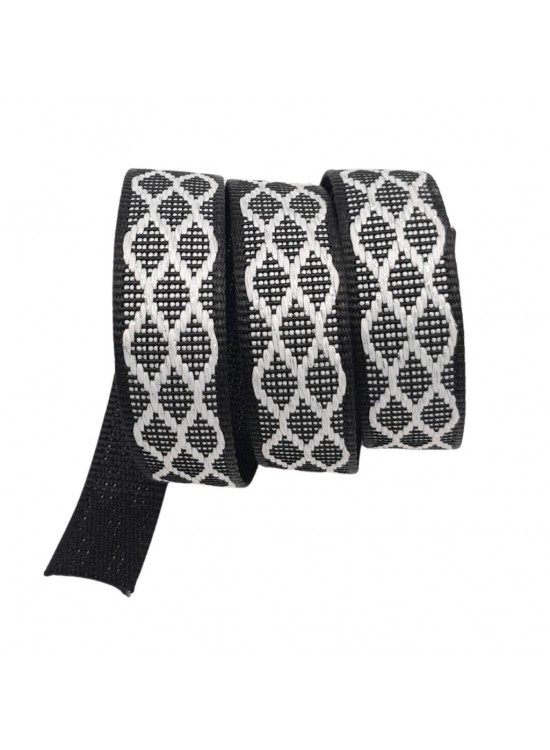 Çanta Aksesuar 3 cm Polyester Kolon Siyah Beyaz Simli 1 Metre