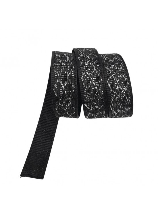 Çanta Aksesuar 3 cm Polyester Kolon Siyah Gümüş Simli 1 Metre