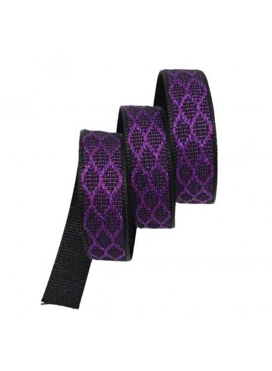 Çanta Aksesuar 3 cm Polyester Kolon Siyah Mor Simli 1 Metre
