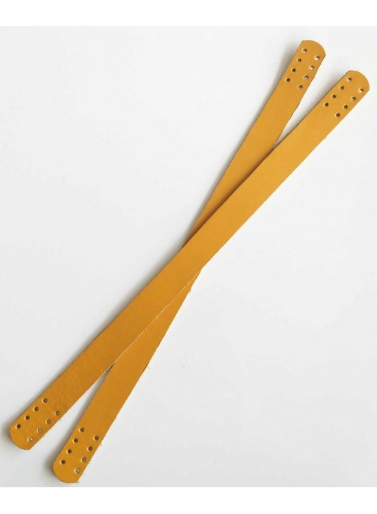 Çanta Aksesuar 35X2 Cm Gerçek Deri Çift Sap Hardal Sarı