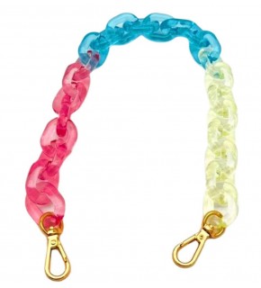 Çanta Aksesuar 38 cm  3 Renkli Akrilik Çanta Zinciri Light Gold  Metalli