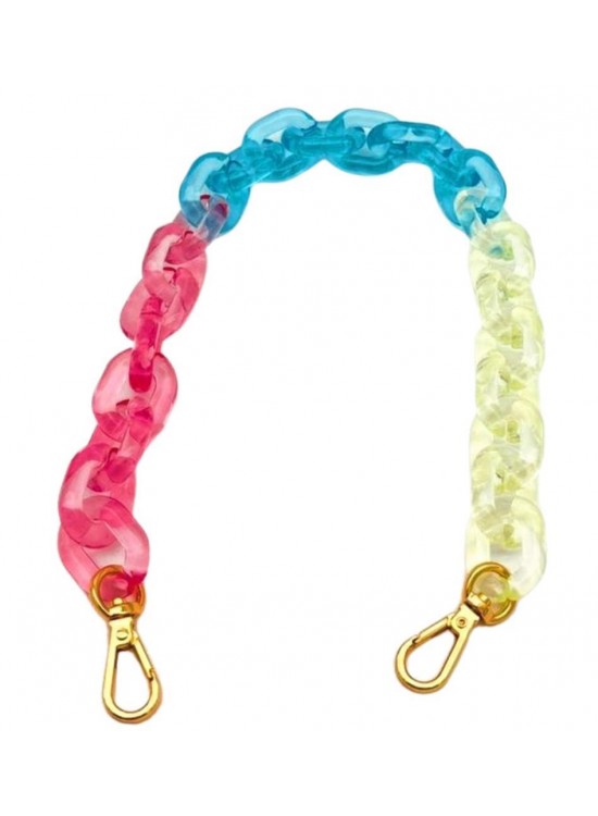 Çanta Aksesuar 38 cm  3 Renkli Akrilik Çanta Zinciri Light Gold  Metalli
