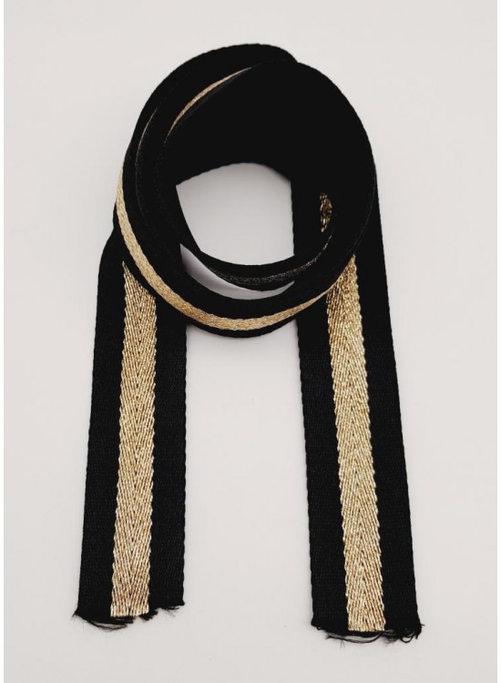 Çanta Aksesuar 4 Cm Siyah Renk Simli Polyester Kolon 1 Metre