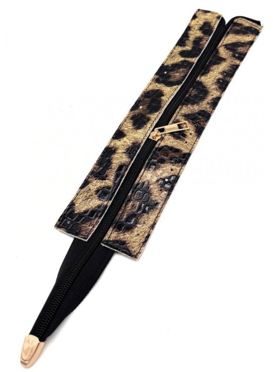 Çanta Aksesuar 40 cm Derili Fermuar Rugan Croco Leopar  Renk Light Gold Renk Metalli