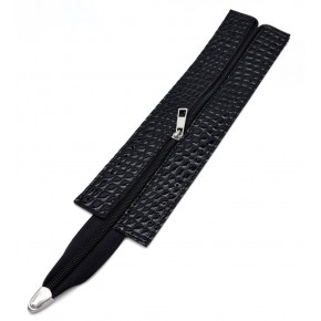 Çanta Aksesuar 40 cm Derili Fermuar Rugan Croco Siyah  Renk Gümüş Renk Metalli
