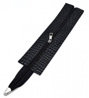 Çanta Aksesuar 40 cm Derili Fermuar Rugan Croco Siyah  Renk Gümüş Renk Metalli