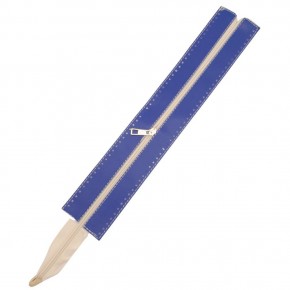 Çanta Aksesuar 40 cm Derili Fermuar Saks Mavi Renk Light Gold Metalli