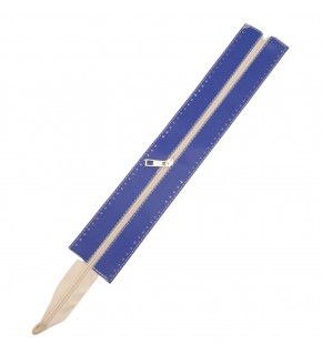 Çanta Aksesuar 40 cm Derili Fermuar Saks Mavi Renk Light Gold Metalli
