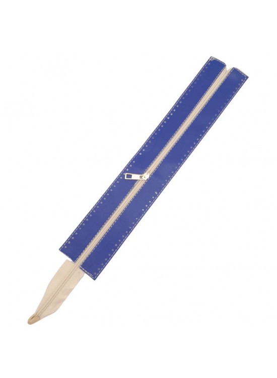 Çanta Aksesuar 40 cm Derili Fermuar Saks Mavi Renk Light Gold Metalli