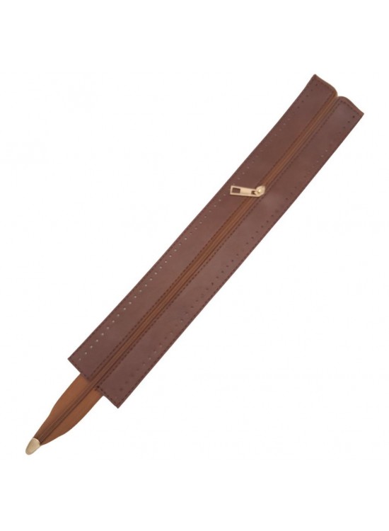 Çanta Aksesuar 40 cm Derili Fermuar Taba Renk Light Gold Metalli