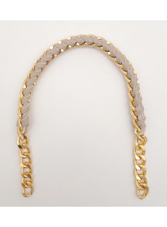 Çanta Aksesuar 40 cm Derili Zincir Bej Renk Light Gold Metalli