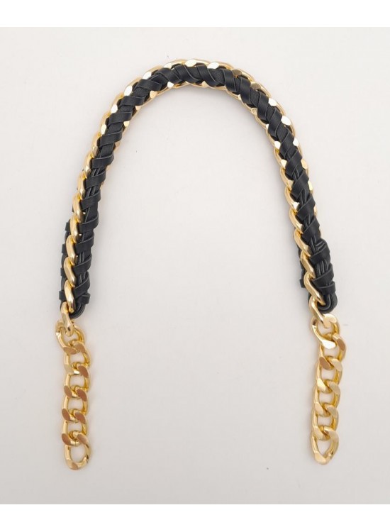 Çanta Aksesuar 40 cm Derili Zincir Siyah Renk Light Gold Metalli