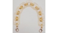 Çanta Aksesuar 40 cm Kare Akrilik Kancalı Çanta Zinciri Krem Renk Light Gold Metalli