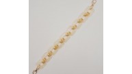Çanta Aksesuar 40 cm Kare Akrilik Kancalı Çanta Zinciri Krem Renk Light Gold Metalli