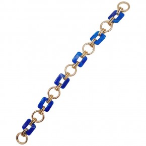 Çanta Aksesuar 40 cm Kare Akrilik Yaylı Halkalı Çanta Zinciri Mavi Renk Light Gold Metalli