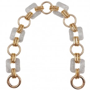 Çanta Aksesuar 40 cm Kare Akrilik Yaylı Halkalı Çanta Zinciri Simli Light Gold Metalli