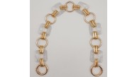 Çanta Aksesuar 40 cm Kare Akrilik Yaylı Halkalı Çanta Zinciri Simli Light Gold Metalli