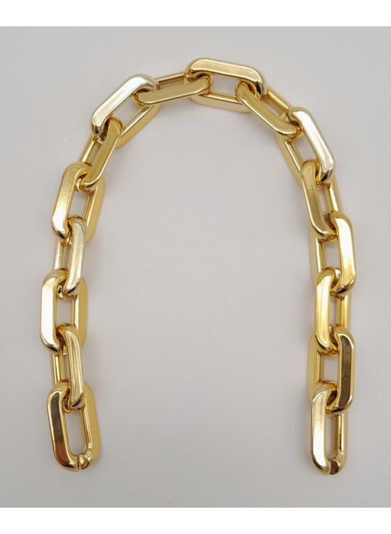 Çanta Aksesuar 40 cm Metal Görünümlü Oval Light Gold Renk Akrilik Zincir